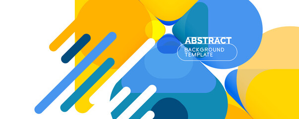 Flat geometric round shapes and dynamic lines, abstract background. Vector illustration for placards, brochures, posters and banners