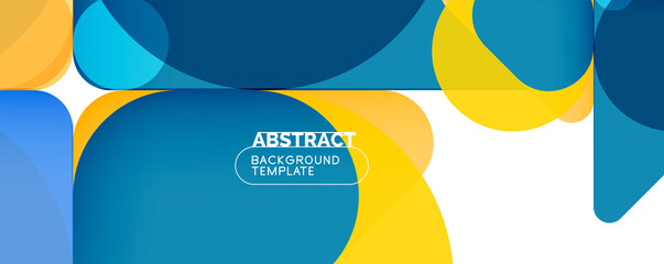 Flat geometric round shapes and dynamic lines, abstract background. Vector illustration for placards, brochures, posters and banners