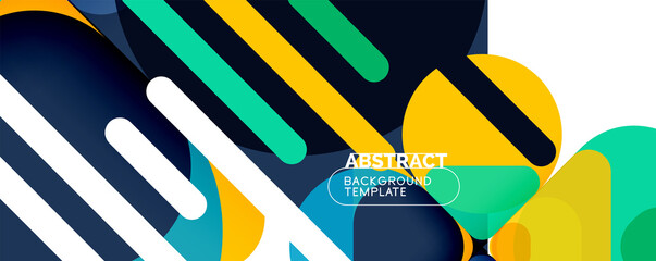 Modern geometric round shapes and dynamic lines, abstract background. Vector illustration for placards, brochures, posters and banners