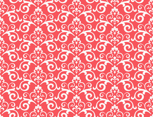 Flower geometric pattern. Seamless vector background. White and pink ornament. Ornament for fabric, wallpaper, packaging. Decorative print