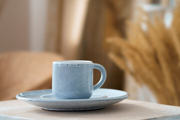 a cup of morning coffee on the table