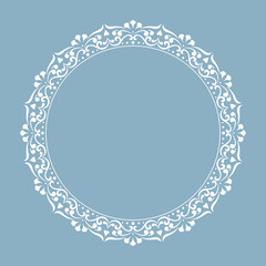Decorative frame Elegant vector element for design in Eastern style, place for text. Floral blue border. Lace illustration for invitations and greeting cards