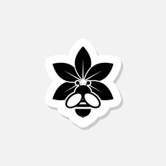 Bee on flower sticker icon