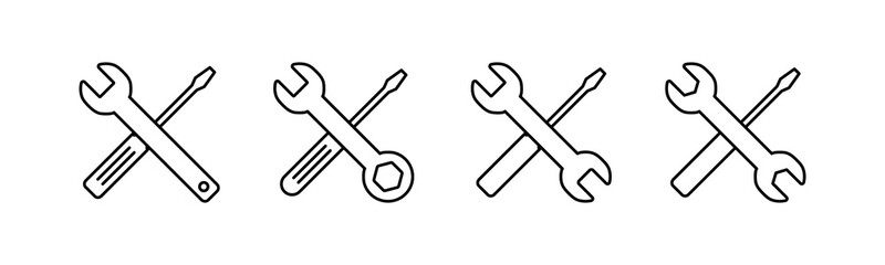Repair icons set. Wrench and screwdriver icon. Settings vector icon. Maintenance
