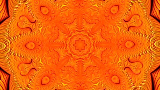  animation of abstract background in vintage style in bright red color with varied fractal pattern and star in the center