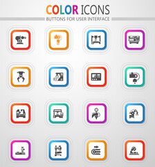 Machine tool icons set