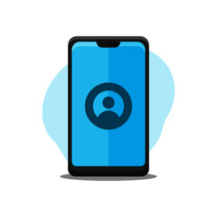 a vector illustration of a mobile phone decorated with a user profile icon which tells about the vector illustration of a mobile user profile