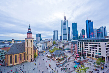 Cityscapes of the financial district in Frankfurt, Germany.