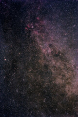 Milky Way stars and starry skies photographed with long exposure through a telescope.