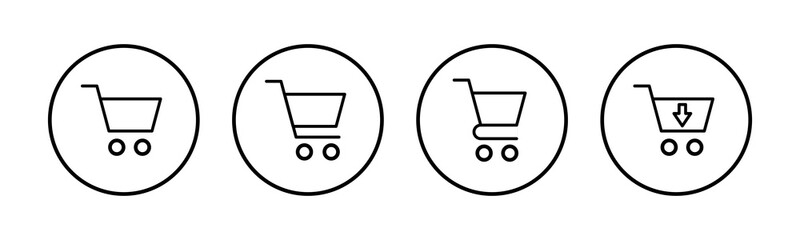 Shopping icons set. Shopping cart icon. Basket icon. Trolley