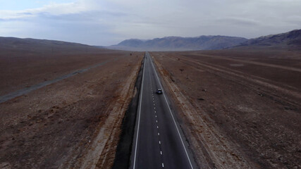 empty road through the steppe. desert road