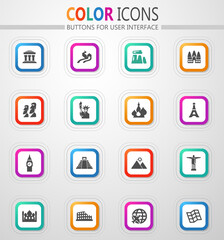 Travel and Wonders icons set