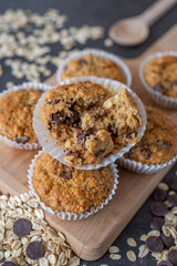 healthy home made oat muffins with chocolate chips