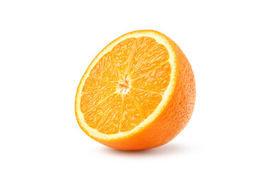 Fresh Orange cut in half isolated on white background. clipping path.