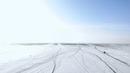 old road in the winter steppe