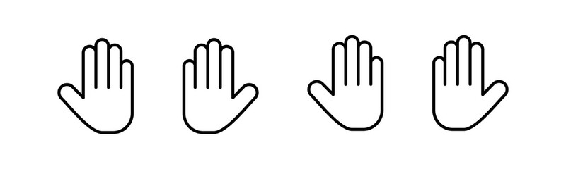 Stop icons set. Hand symbol. Hand icon vector