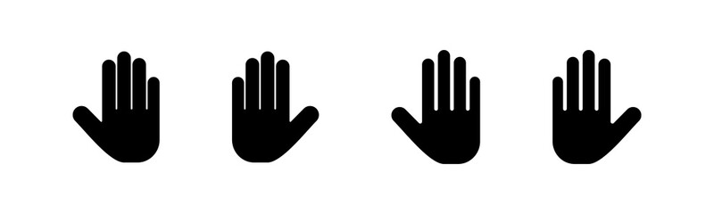 Stop icons set. Hand symbol. Hand icon vector