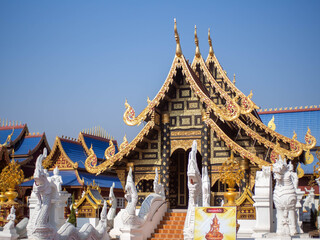 Fototapeta premium Atmosphere in the temples of Thailand At Temple name is Wat Pipat Mongkol, Thungsaliam, Sukhothai, Thailand in 26 February 2021.