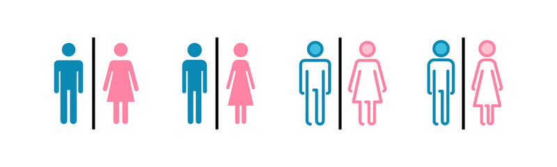 Toilet icons set. Toilet sign. Man and woman restroom sign vector. Male and female icon