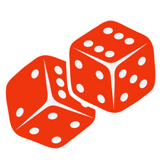 Dice, red dice isolated on white background. Vector, cartoon illustration. Vector.