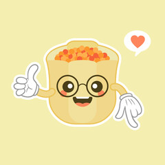 Kawaii and cute smiling funny cute chinese Dim sum.Vector modern flat style kawaii cartoon character illustration.Isolated on color background.Dim sum, asian,chinese food concept