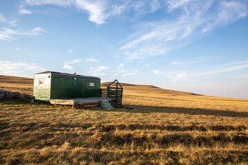 Fototapeta premium green caravan house in nature