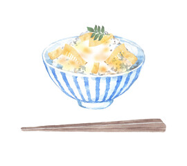 たけのこご飯の水彩画