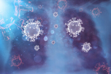 coronavirus concept COVID-19 on red background. 3d rendering.