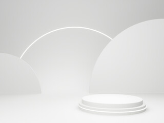 3D rendered white rounded podium.