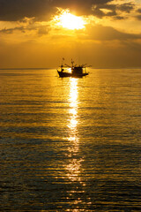 boat at sunset, Fishing boats at sunset, Bang Lamung, Chon Buri, Thailand