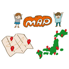 マップ　地図　紙と日本列島