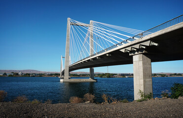 Cable-stayed bridge over  Columbia river in Washington State