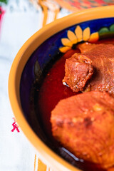 Dish of cochinita pibil, in a typical Mexican dish, pork meat