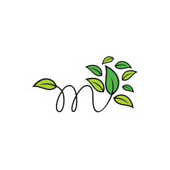 Letter M Leaf Tree Nature Logo Design Vector