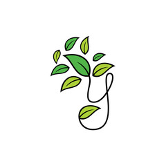 Letter Y Leaf Tree Nature Logo Design Vector