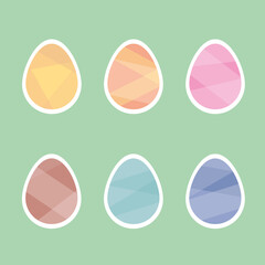 Vector simple Easter eggs. Easter eggs of pastel colors. Cute clip art of Easter eggs. Printable for stickers. Easter eggs with abstract ornament.