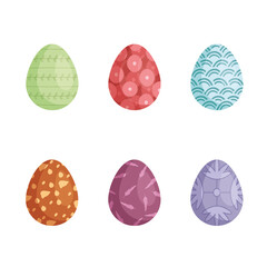 Vector simple Easter eggs. Easter eggs of bright colors. Cute clip art of Easter eggs. Printable for stickers. Easter eggs with abstract and modern ornament.