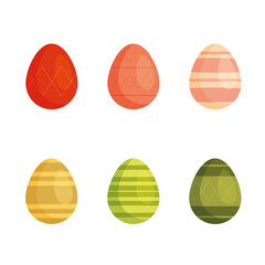 Vector simple Easter eggs. Easter eggs of bright colors. Cute clip art of Easter eggs. Printable for stickers. Easter eggs with traditional ornament.