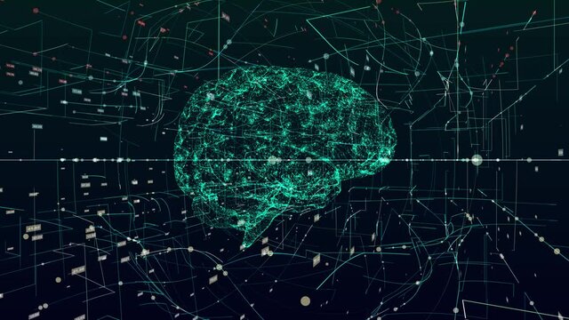 AI Artificial intelligence digital brain bid data deep learning computer machine - render