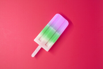 Soap with Colorful ice cream shape with red color background - Summer object 