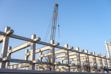 concrete beams at the municipal stadium building site, Sibiu, Romania