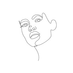 Continuous Line Drawing of Woman Face, Fashion Minimalist Concept, Woman Beauty Drawing, Vector Illustration. Good for Prints, T-shirt, Banners, Slogan Design Modern Graphics Style