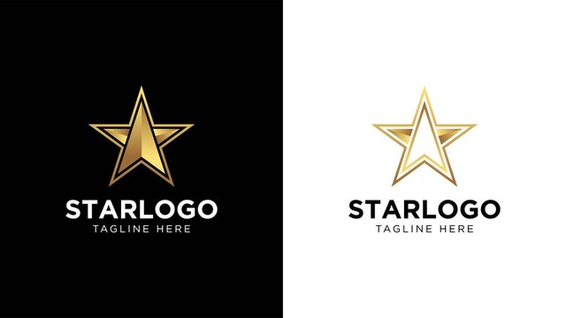 Luxury Gold Star Logo Vector in elegant Style with Black Background