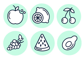 fruits icons set