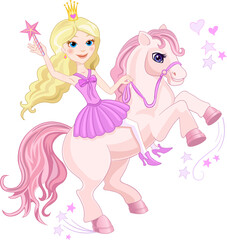 Naklejka na ściany i meble Princess and pony