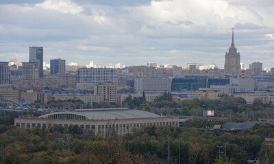 Fototapeta na wymiar View from the Vorobyovy hills. Moscow