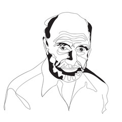 Line drawing of man portrait. Old man. Fashionable men's style.