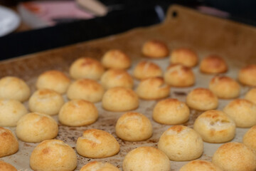 Pao de queijo, a brazilian mini cheese bread finger food, party food and snack