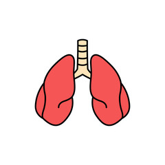 Human organ lungs color line icon. Pictogram for web page, mobile app