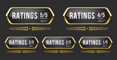 Luxury golden product rating badges and labels set design 
